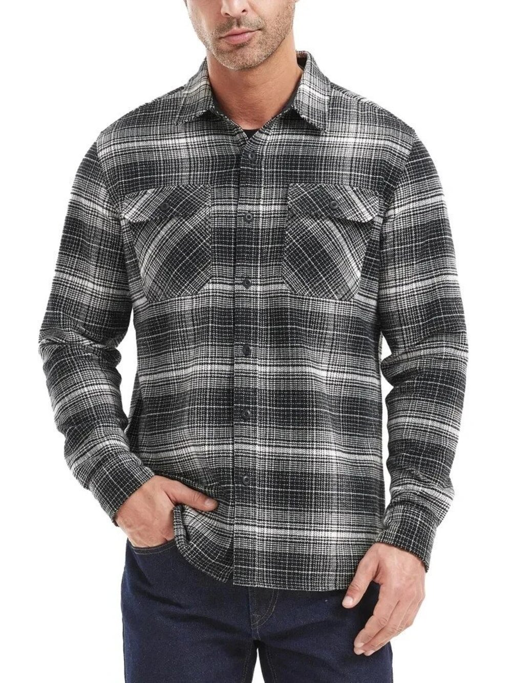 Frye Men's Size XXL Black Plaid Long Sleeve Button Utility Shirt NWT